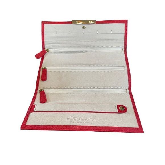 NWT R.h. Macy & Co. Red pebble Travel Jewelry Wallet Case 8.5" Vegan L… - Picture 5 of 12